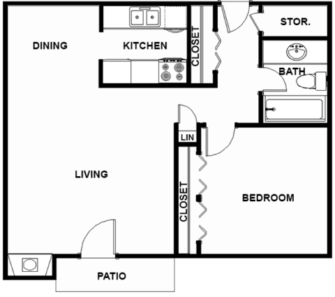 1 Bedroom floor plan