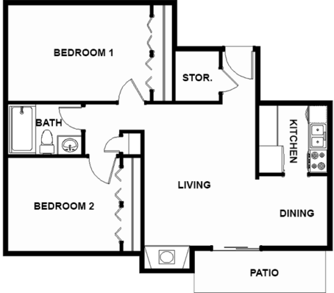 2 bedroom floor plan